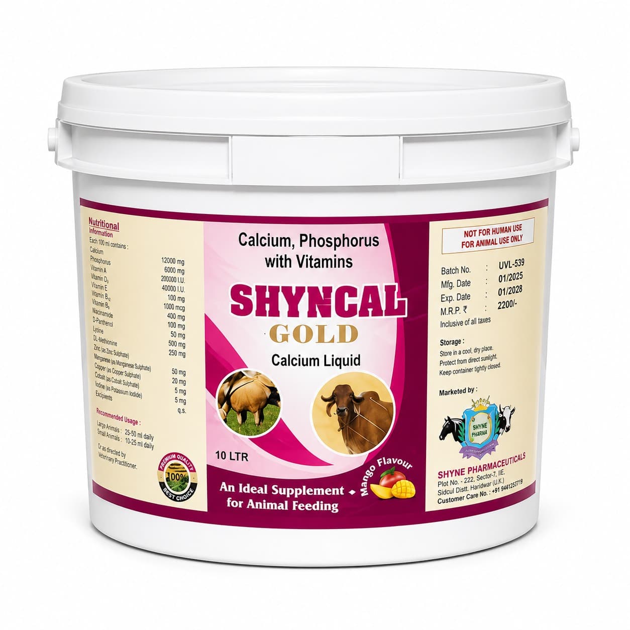 SHYNCAL GOLD Calcium Liquid | Shyne Pharmaceutical SHYNCAL GOLD Calcium Liquid — veterinary medicine by Shyne Pharmaceutical for livestock health